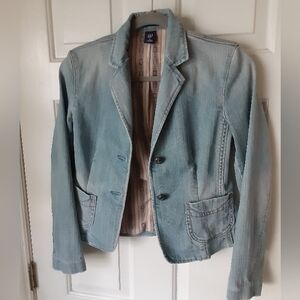 Vintage Gap Light Blue Denim Size 4 Blazer Jacket